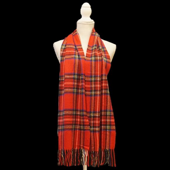 Steve Madden Red Plaid Muffler Scarf - Picture 1 of 7